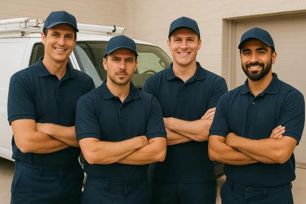 4 plumbing technician posing for the camera from Plumber Pflugerville in Pflugerville, TX - Emergency Plumbing Services
