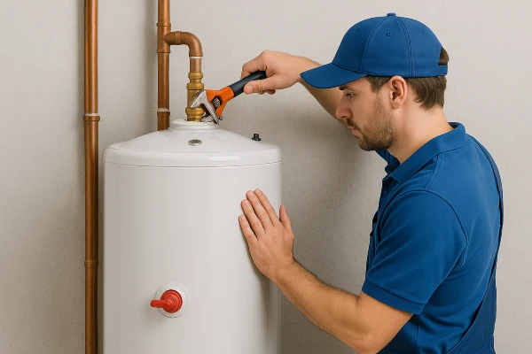 a male plumber installing a garbage disposal from Plumber Pflugerville in Pflugerville, TX - Residential plumbing services a male plumber installing a garbage disposal from Plumber Pflugerville in Pflugerville, TX - Residential plumbing services